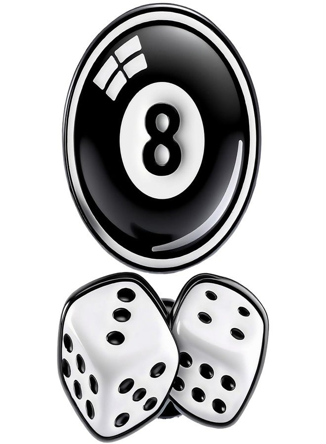 PLwelth 8 Ball Dice Brooch Pins 2Pcs Funny Enamel Pins for Women Men Billiard Lovers Cute Lapel Badge for Backpacks Jacket Hats Bags Clothes Lanyard Aesthetic Metal Button Pin Novelty Jewelry Gifts - Image 1